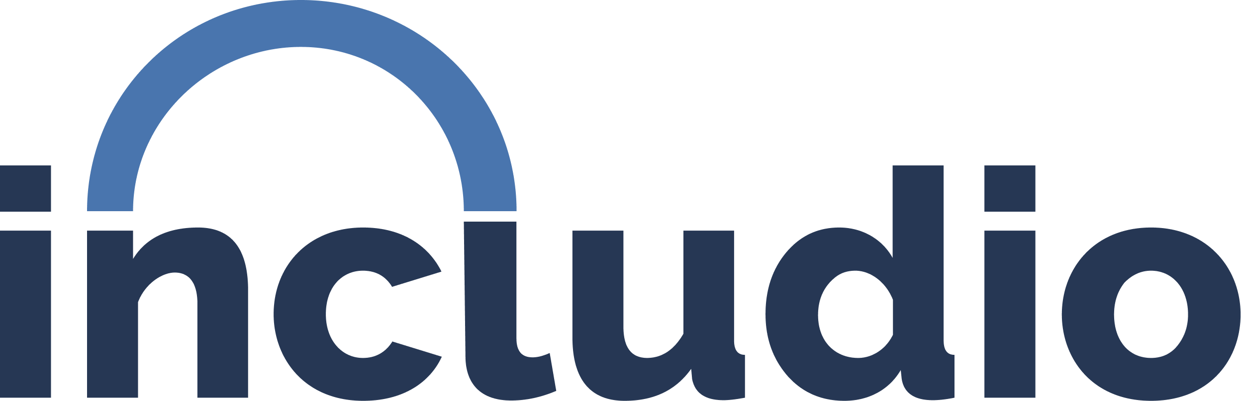 Logo firmy Includio z niebieskim łukiem nad literą n, na białym tle.